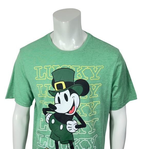 St. Patrick's Day Mickey Mouse Lucky Green Graphic T-Shirt - Mens XL - Picture 5 of 14